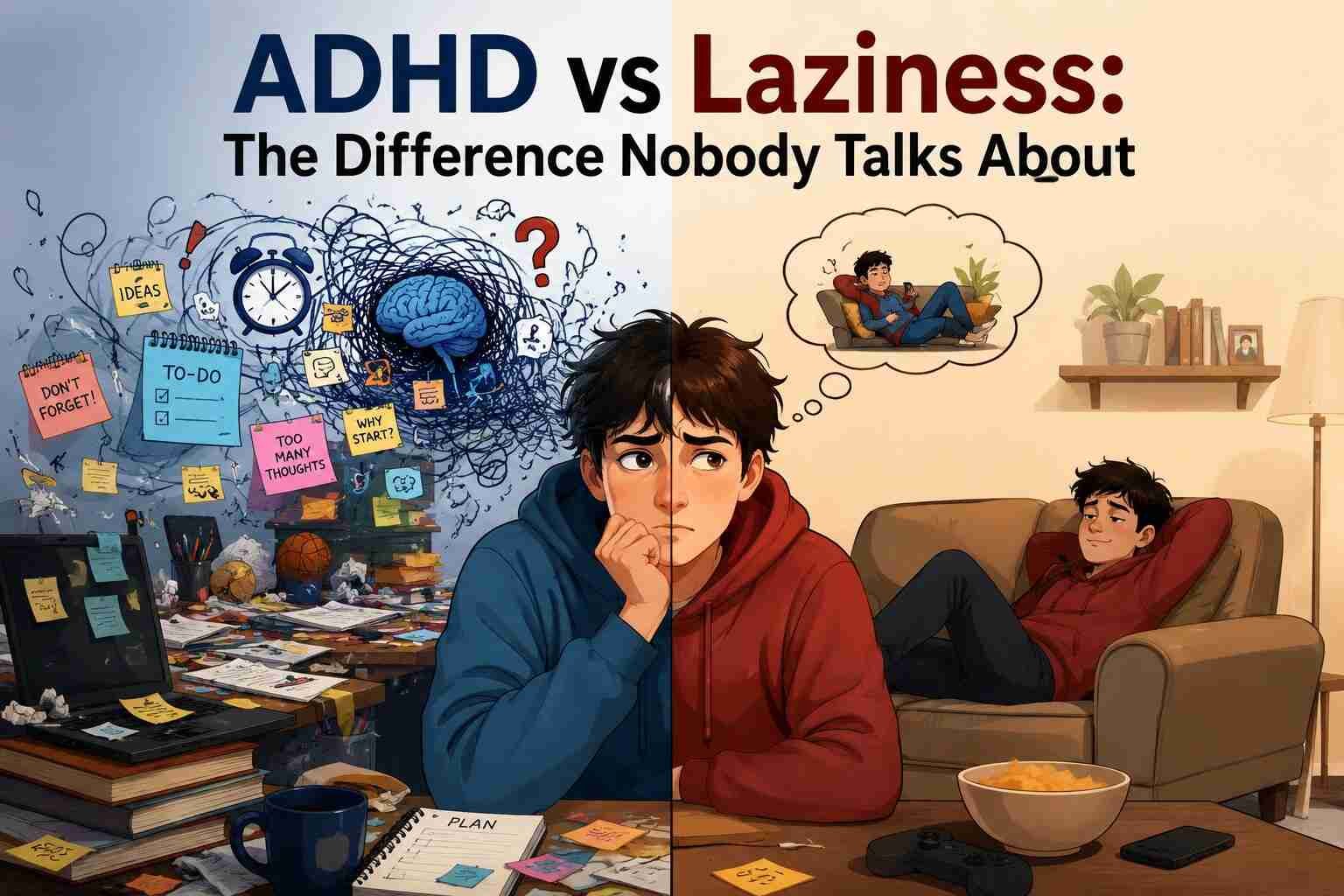 ADHD vs Laziness: The Difference Nobody Talks About